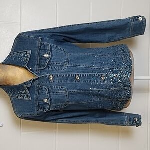Vintage Ethyl Blinged out Stretch Denim Jean Jacket